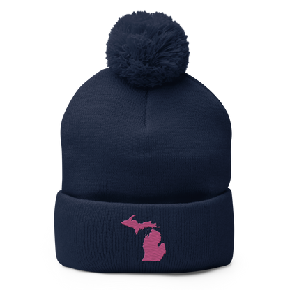 Michigan Pom-Pom Beanie | Apple Blossom Pink Outline