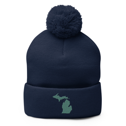 Michigan Pom-Pom Beanie | Copper Green Outline