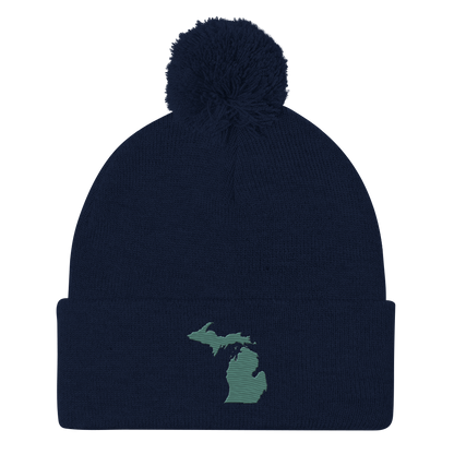 Michigan Pom-Pom Beanie | Copper Green Outline