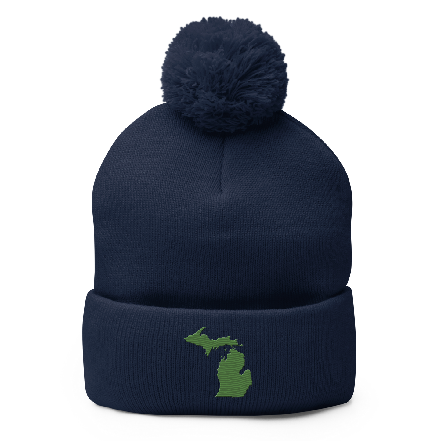 Michigan Pom-Pom Beanie | Pine Green Outline