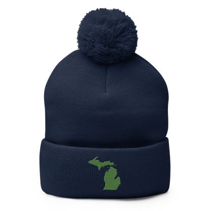 Michigan Pom-Pom Beanie | Pine Green Outline