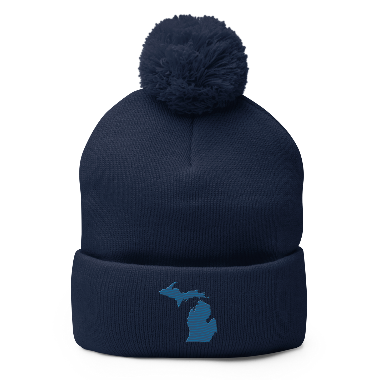 Michigan Pom-Pom Beanie | Blueberry Outline