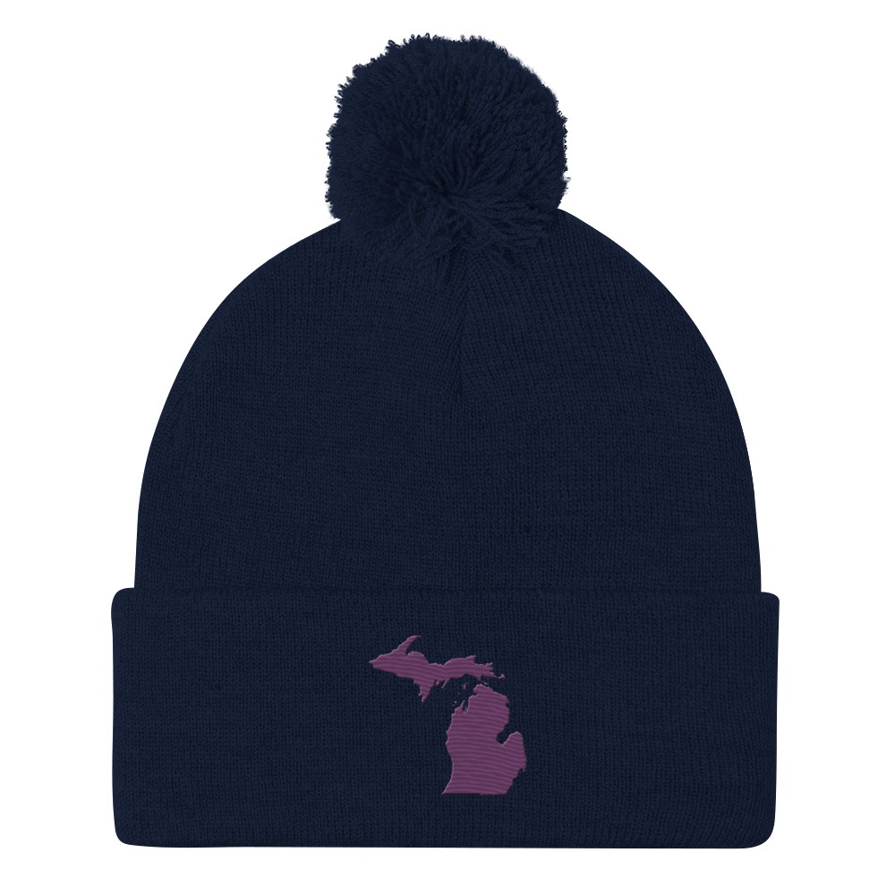 Michigan Pom-Pom Beanie | Plum Outline