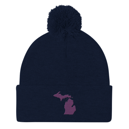 Michigan Pom-Pom Beanie | Plum Outline