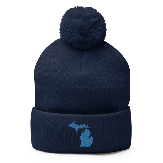 Michigan Pom-Pom Beanie | Superior Blue Outline