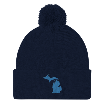 Michigan Pom-Pom Beanie | Superior Blue Outline