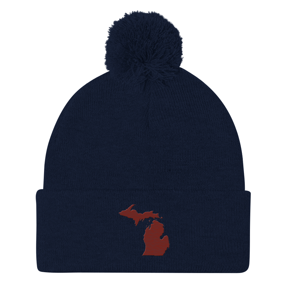 Michigan Pom-Pom Beanie | Cherryland Red Outline