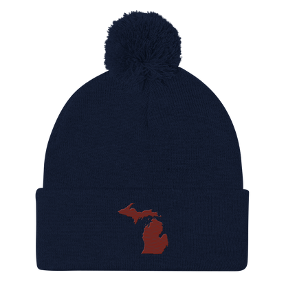 Michigan Pom-Pom Beanie | Cherryland Red Outline