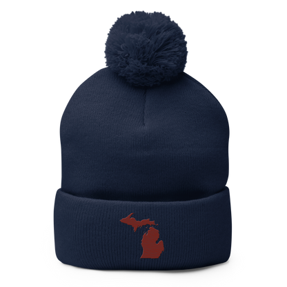 Michigan Pom-Pom Beanie | Cherryland Red Outline