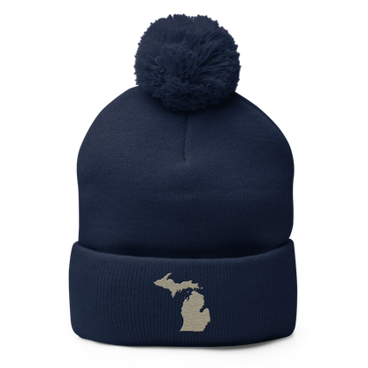 Michigan Pom-Pom Beanie | Petoskey Beige Outline