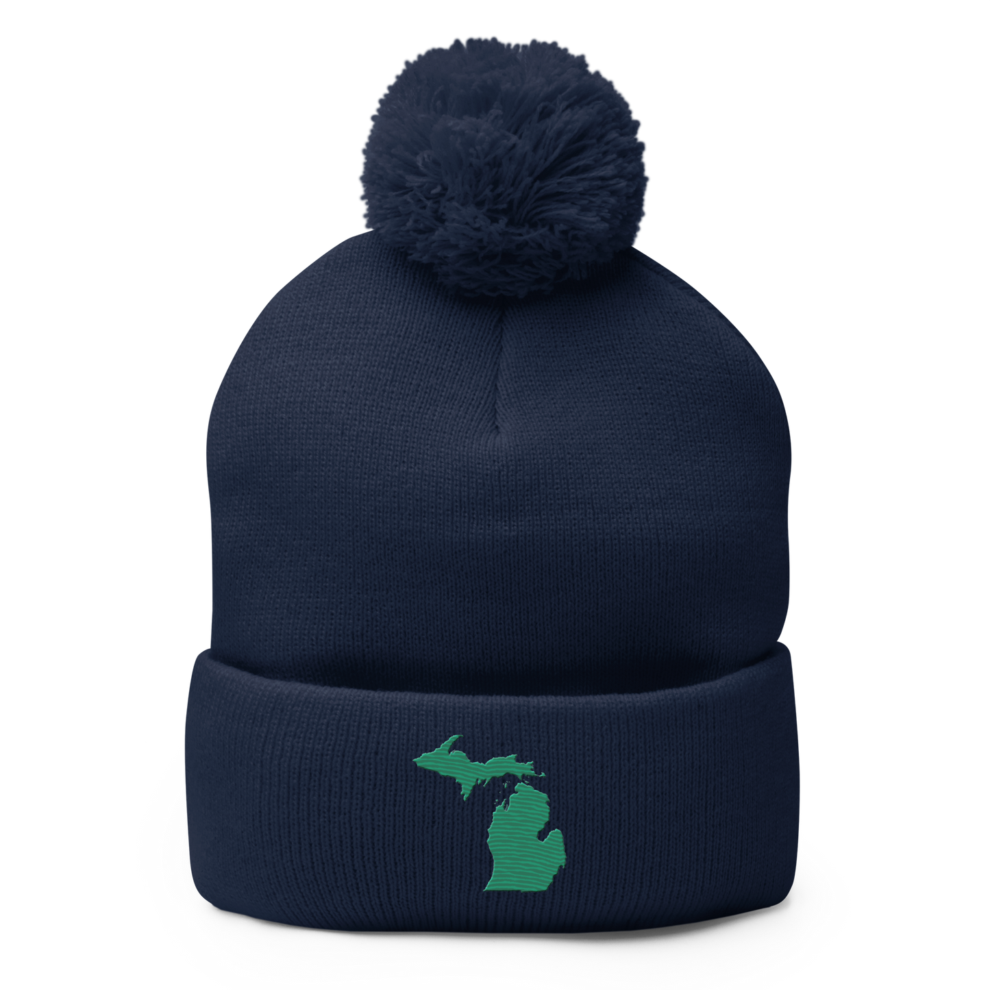 Michigan Pom-Pom Beanie | Emerald Green Outline