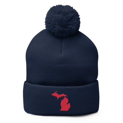 Michigan Pom-Pom Beanie | Lighthouse Red Outline