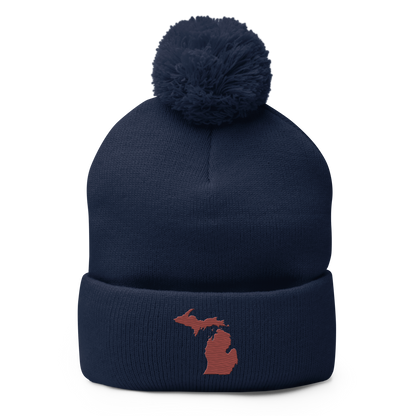 Michigan Pom-Pom Beanie | Ore Dock Red Outline