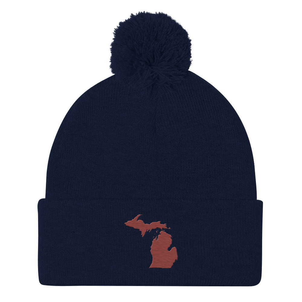 Michigan Pom-Pom Beanie | Ore Dock Red Outline