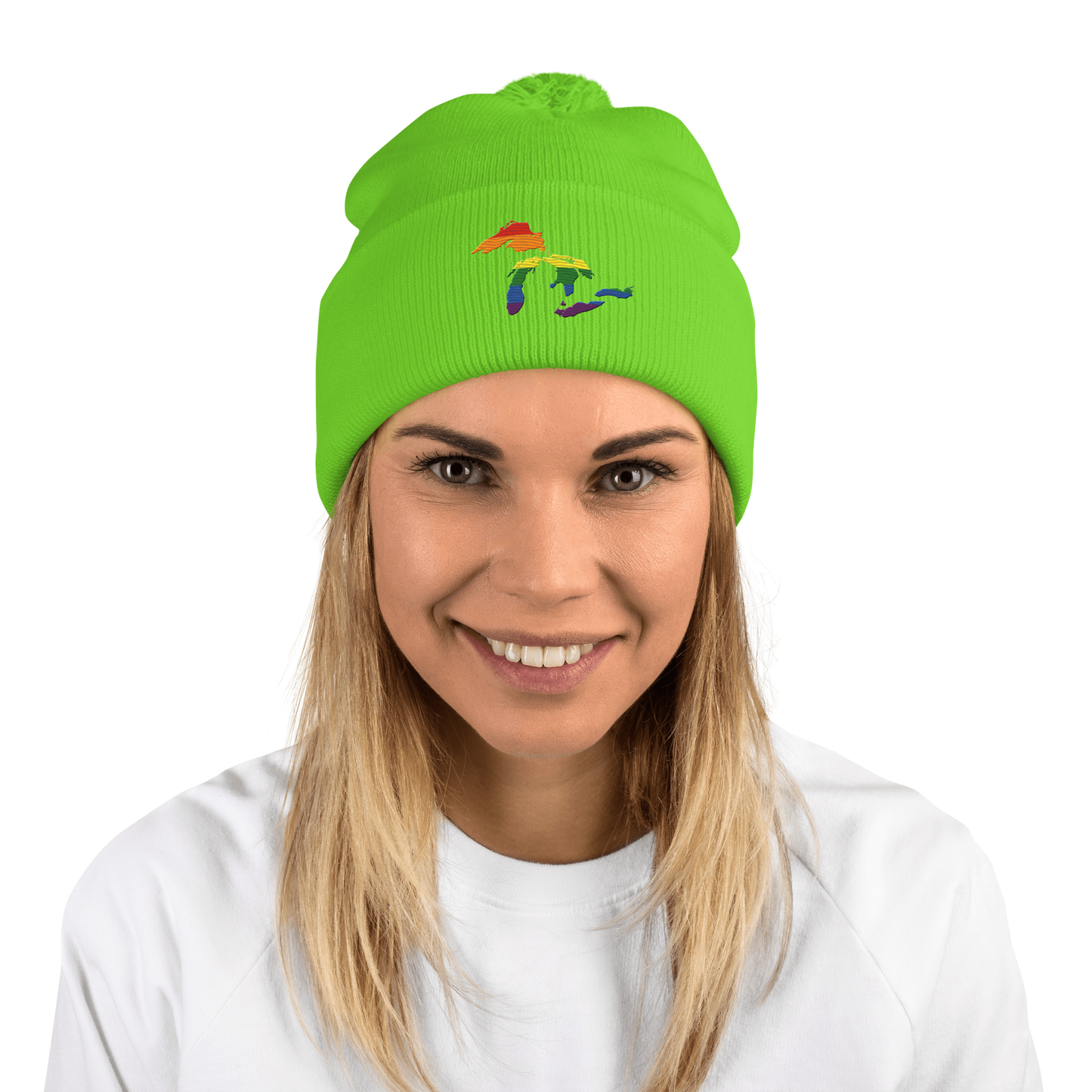 Great Lakes Pom-Pom Beanie (Rainbow Pride Edition)