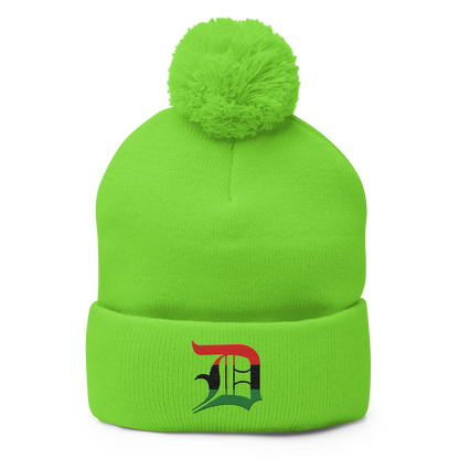 Detroit 'Old English D' Pom-Pom Beanie (Pan-African Edition)