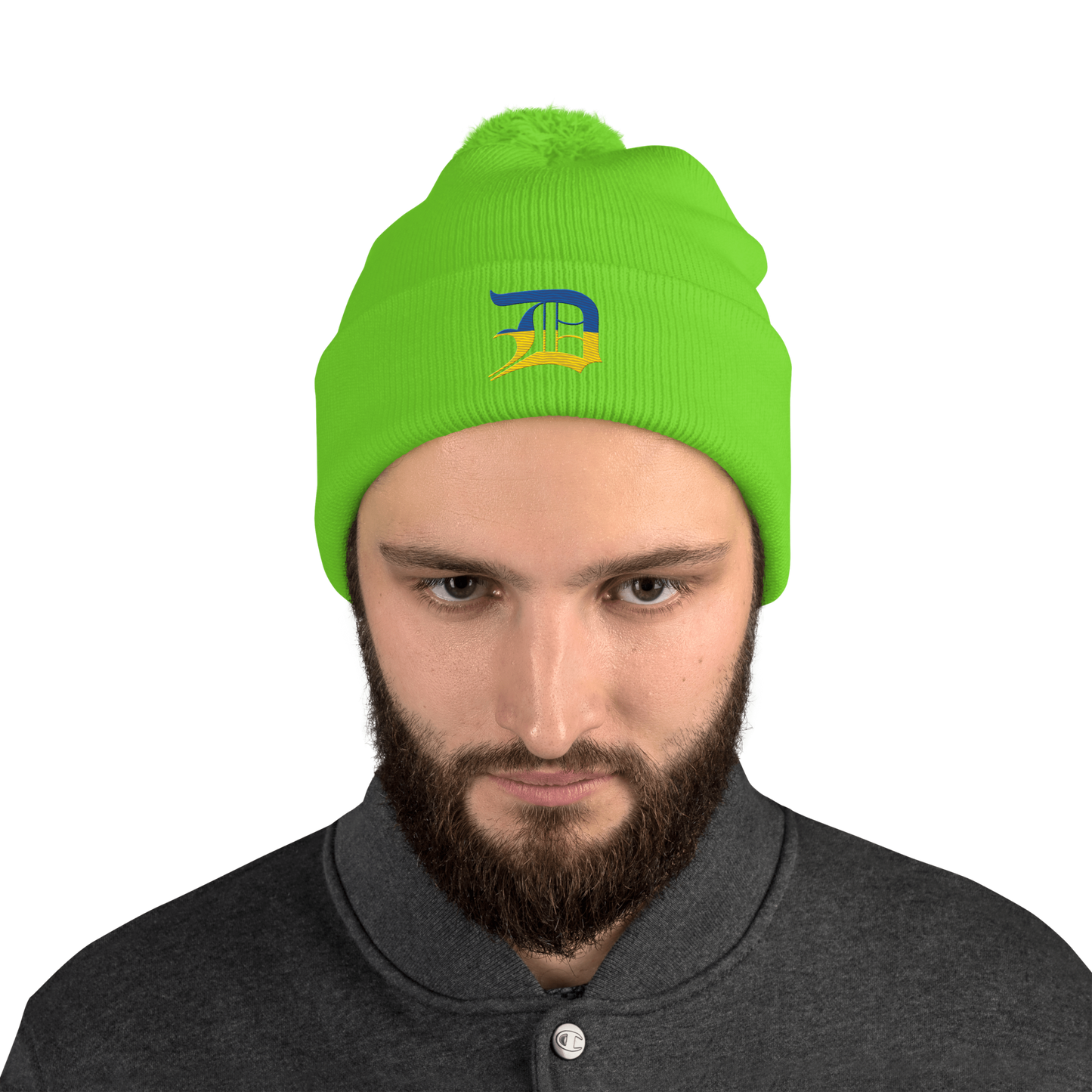 Detroit 'Old English D' Pom-Pom Beanie (Ukraine Edition)