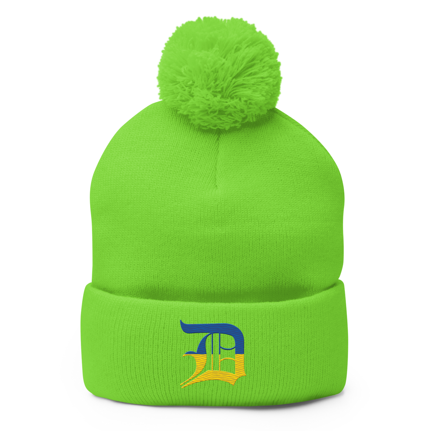 Detroit 'Old English D' Pom-Pom Beanie (Ukraine Edition)