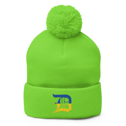 Detroit 'Old English D' Pom-Pom Beanie (Ukraine Edition)