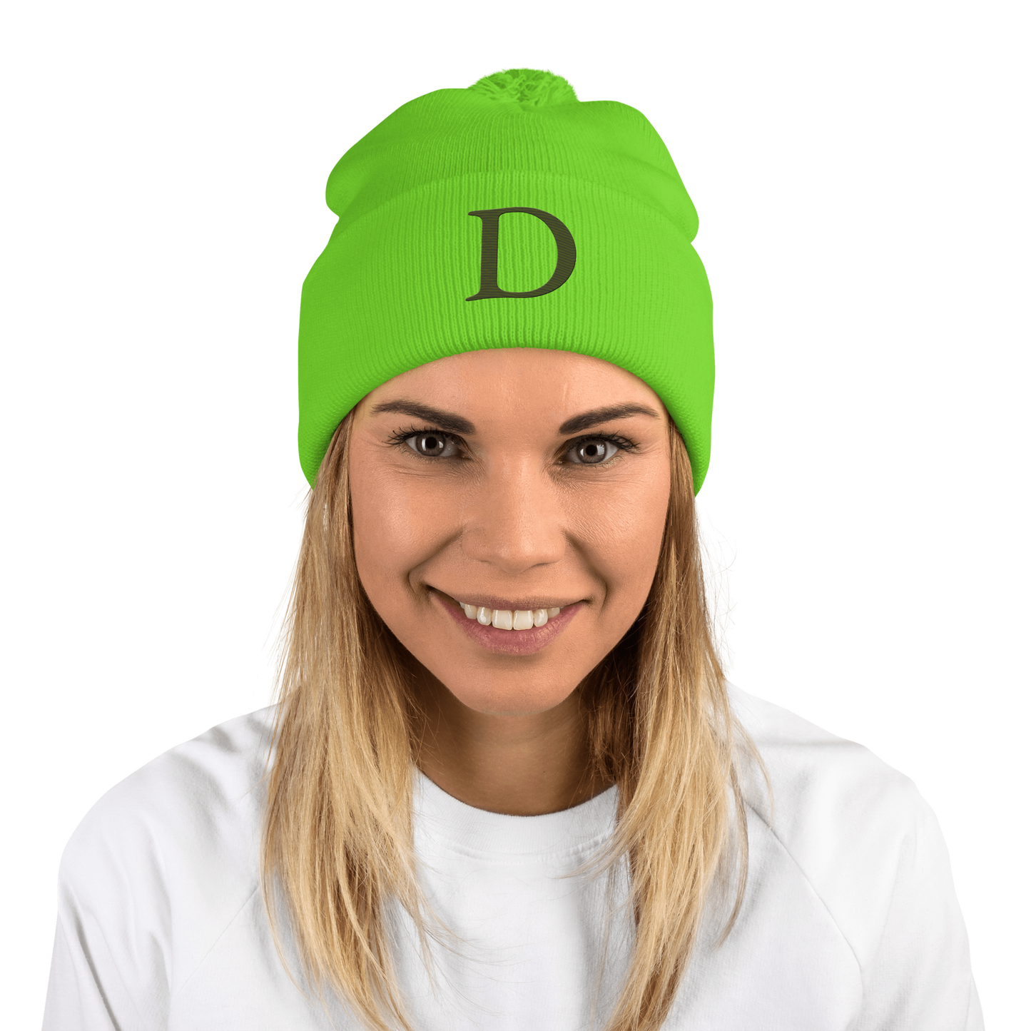 Detroit 'Old French D' Pom-Pom Beanie (Army Green)