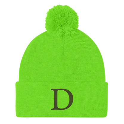 Detroit 'Old French D' Pom-Pom Beanie (Army Green)