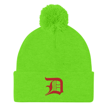 Detroit 'Old English D' Pom-Pom Beanie (Aliform Red)