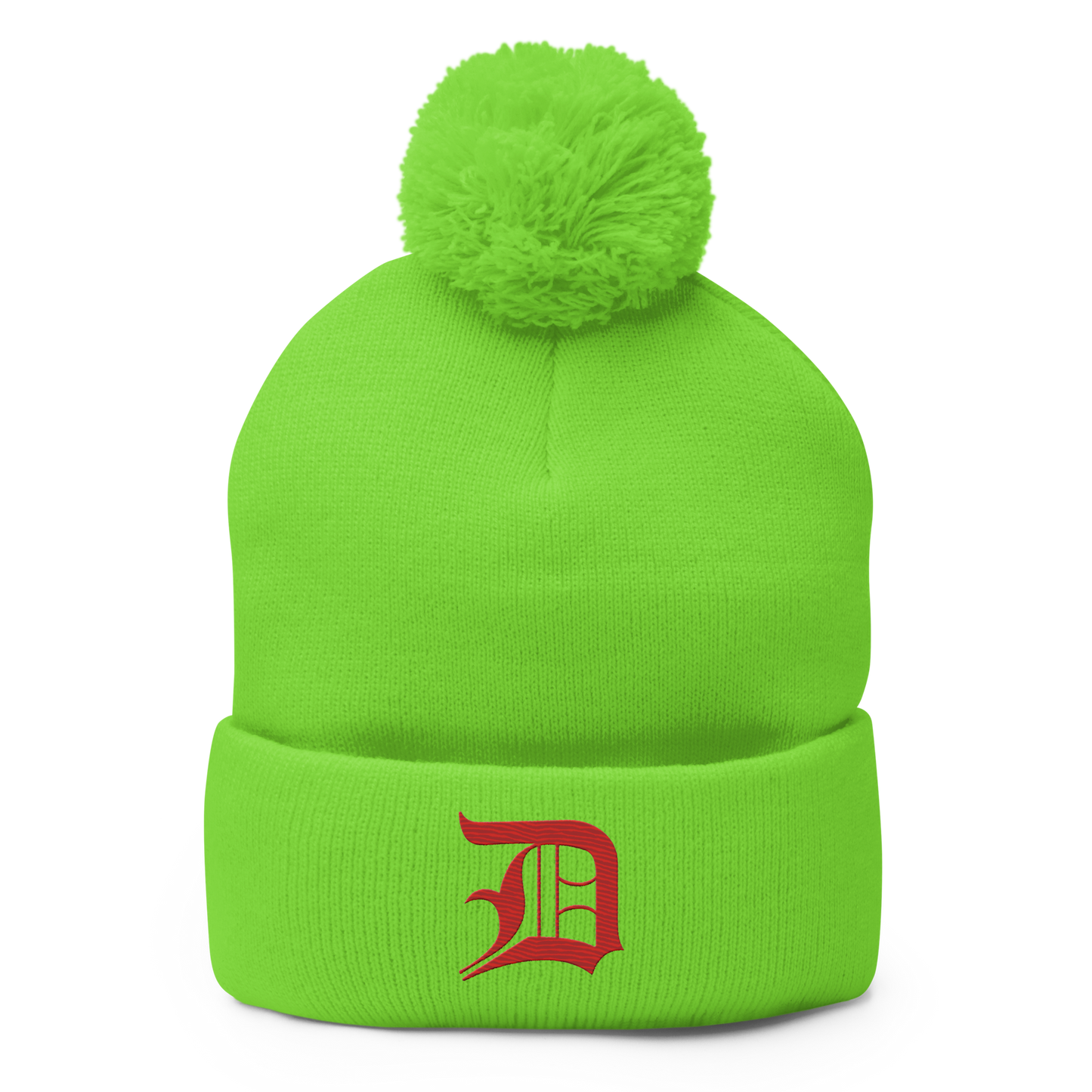 Detroit 'Old English D' Pom-Pom Beanie (Aliform Red)