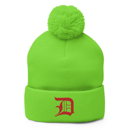 Detroit 'Old English D' Pom-Pom Beanie (Aliform Red)