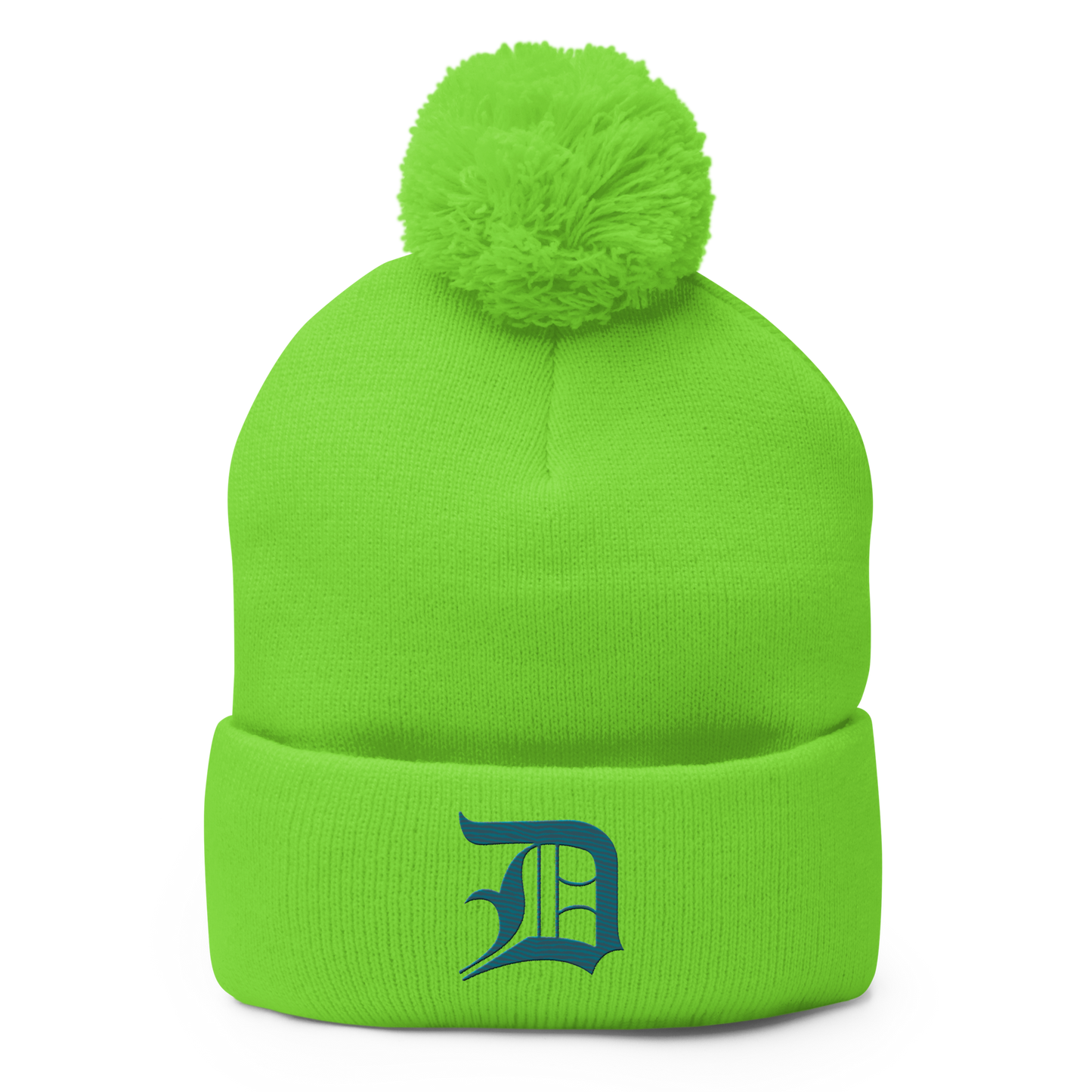 Detroit 'Old English D' Pom-Pom Beanie (Auburn Hills Teal)