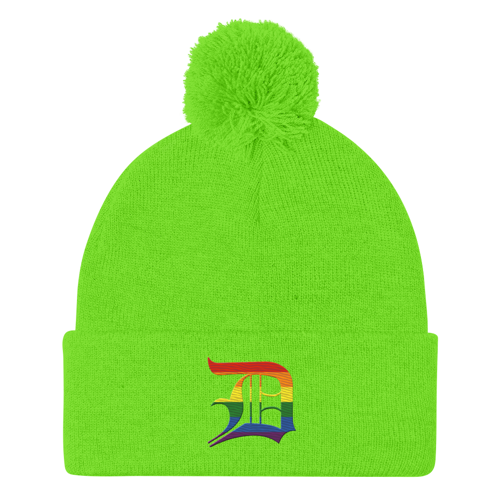 Detroit 'Old English D' Pom-Pom Beanie (Rainbow Pride Edition)