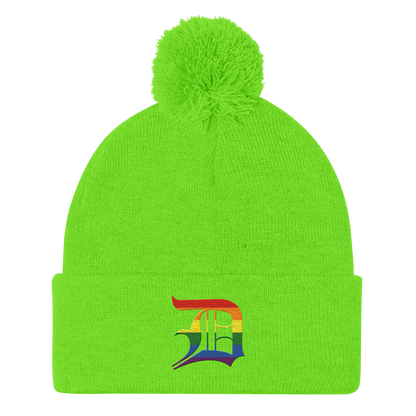 Detroit 'Old English D' Pom-Pom Beanie (Rainbow Pride Edition)