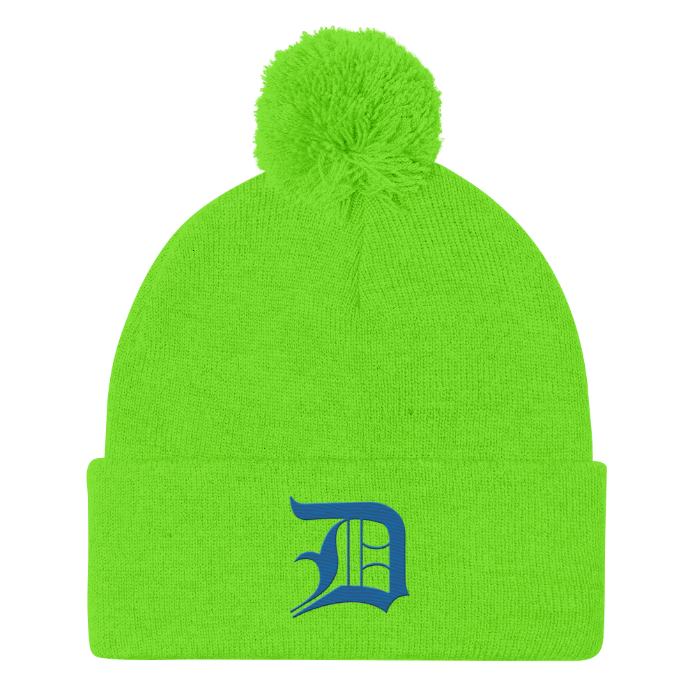 Detroit 'Old English D' Pom-Pom Beanie (Azure)