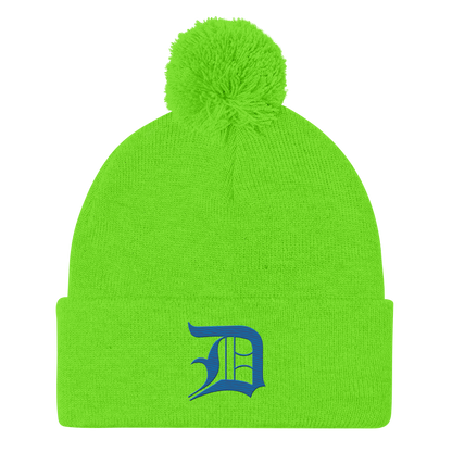 Detroit 'Old English D' Pom-Pom Beanie (Azure)