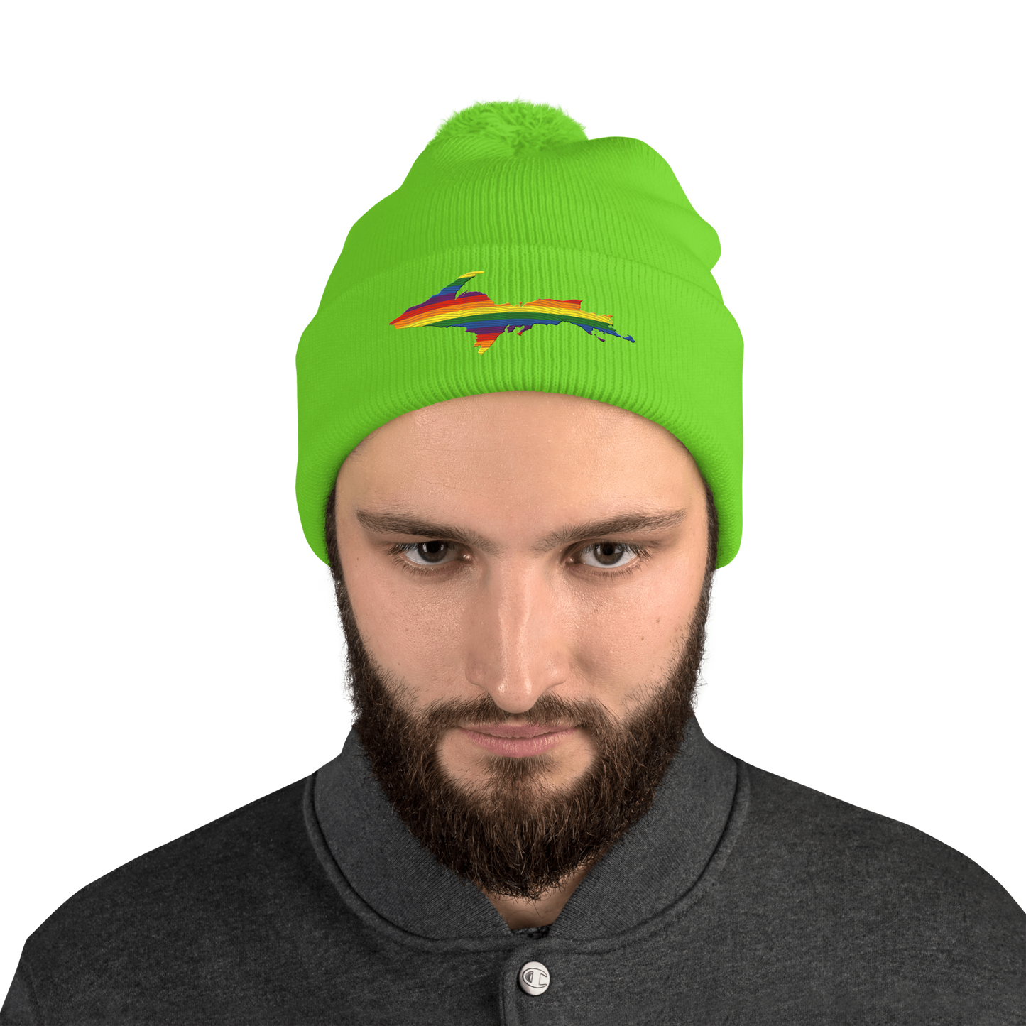 Upper Peninsula Pom-Pom Beanie | Rainbow Pride Edition