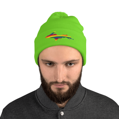 Upper Peninsula Pom-Pom Beanie | Rainbow Pride Edition