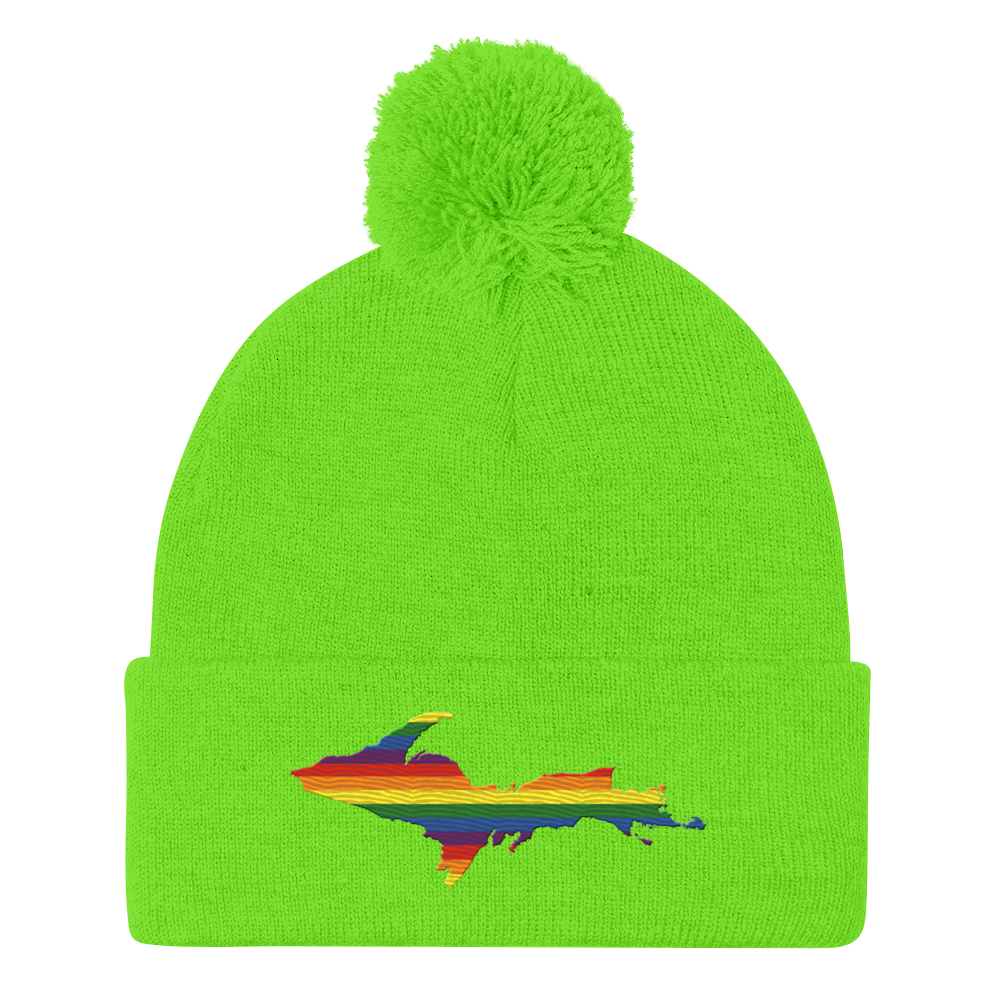 Upper Peninsula Pom-Pom Beanie | Rainbow Pride Edition