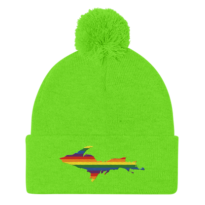 Upper Peninsula Pom-Pom Beanie | Rainbow Pride Edition