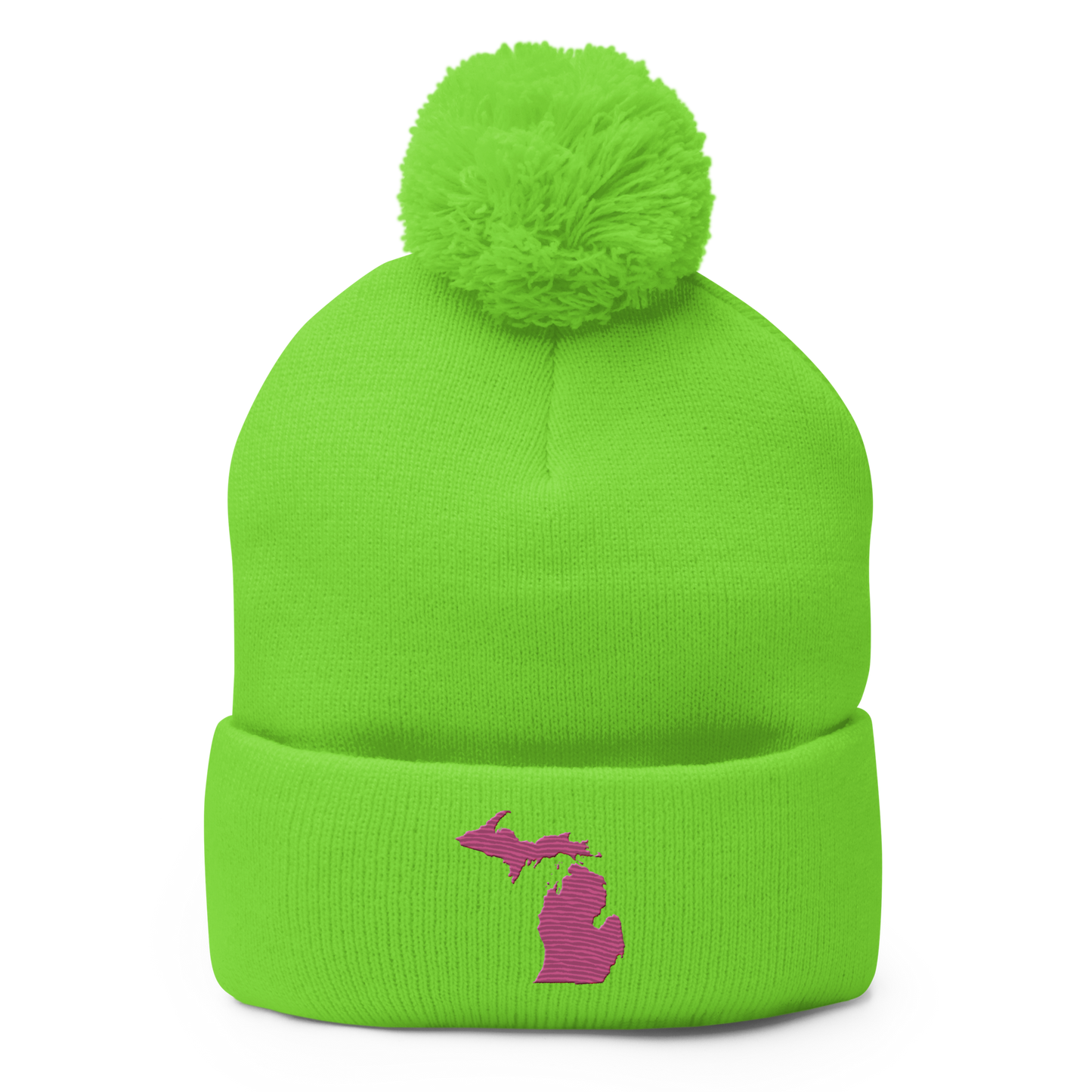 Michigan Pom-Pom Beanie | Apple Blossom Pink Outline