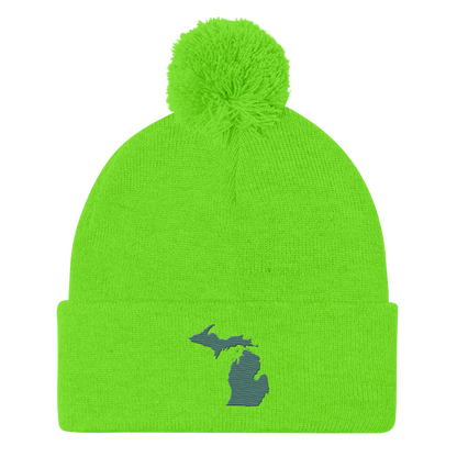 Michigan Pom-Pom Beanie | Copper Green Outline