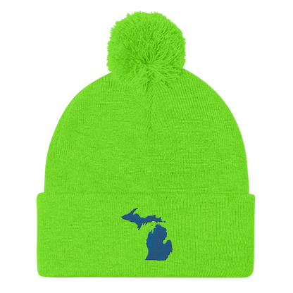 Michigan Pom-Pom Beanie | Blueberry Outline