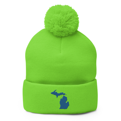 Michigan Pom-Pom Beanie | Blueberry Outline