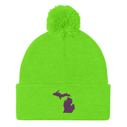 Michigan Pom-Pom Beanie | Plum Outline