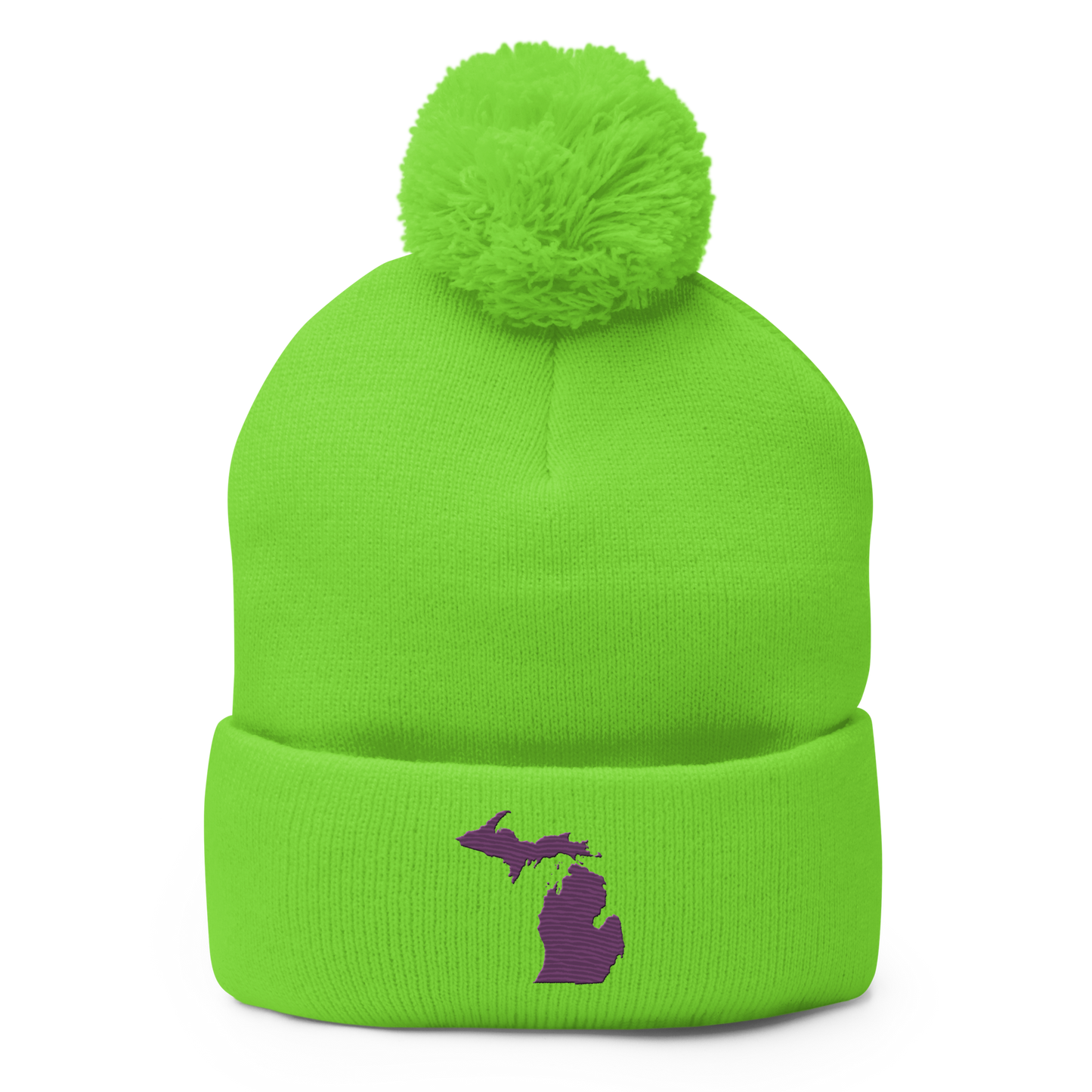 Michigan Pom-Pom Beanie | Plum Outline