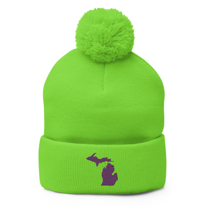 Michigan Pom-Pom Beanie | Plum Outline