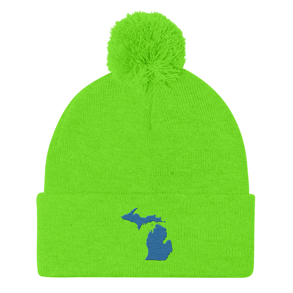 Michigan Pom-Pom Beanie | Superior Blue Outline