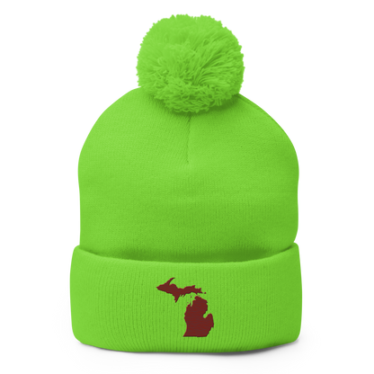 Michigan Pom-Pom Beanie | Cherryland Red Outline