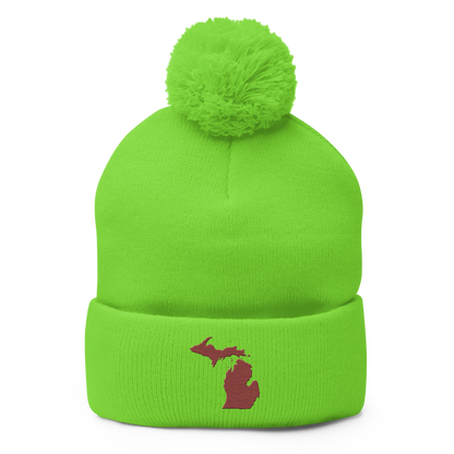 Michigan Pom-Pom Beanie | Ore Dock Red Outline