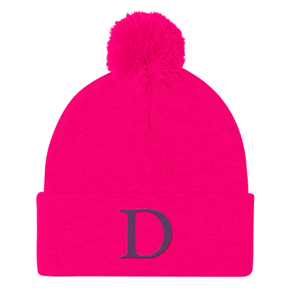 Detroit 'Old French D' Pom-Pom Beanie (Plum)