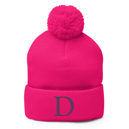 Detroit 'Old French D' Pom-Pom Beanie (Plum)