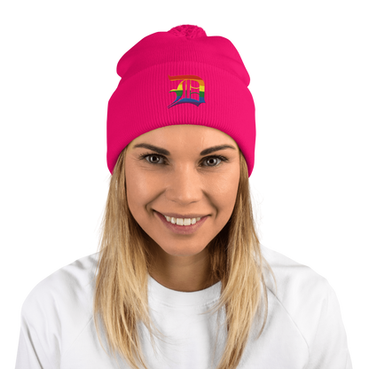 Detroit 'Old English D' Pom-Pom Beanie (Rainbow Pride Edition)